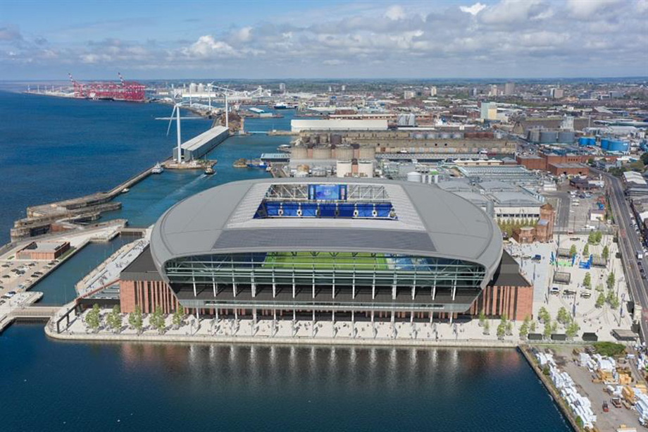 A visualisation of Everton FC's new Bramley-Moore Dock stadium, the biggest retail & leisure permission granted in this period (Liverpool City Council)