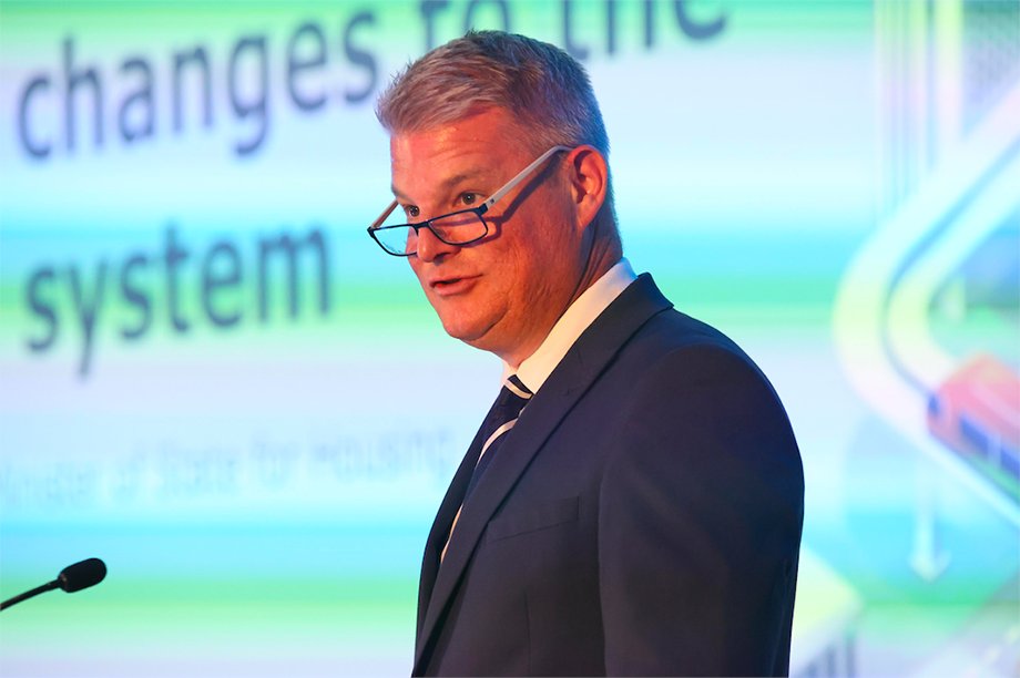 Stuart Andrew speaking at the Planning Summit 2022 in London (Credit: Wayne Campbell)