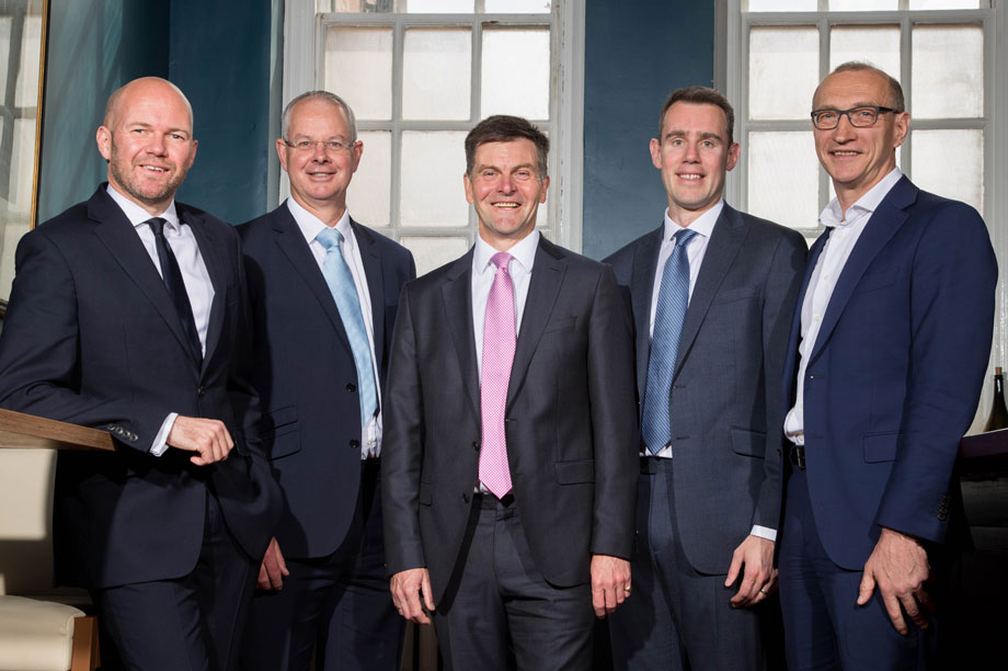 Merger: (from left) GVA's Manchester head Chris Cheap, How's shareholding partners Richard Woodford, Gary Halman, and Jon Suckley, and GVA's chief executive Gerry Hughes
