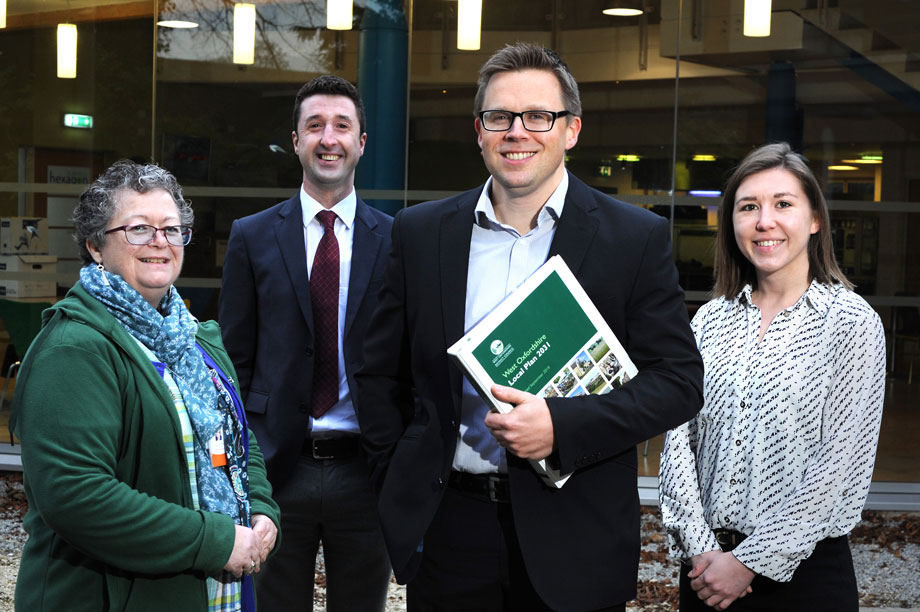 West Oxfordshire's planning team (left to right): housing enabling manager Ffyona MacEwan, planning policy and implementation officer Andrew Thomson, Chris Hargraves, planning officer Claire Bromley