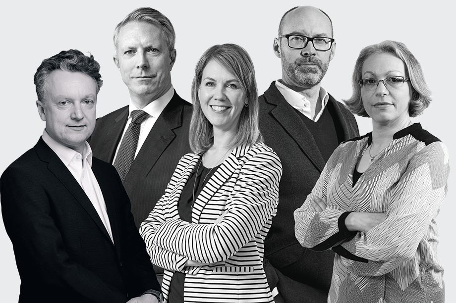 Top five highest-rated individual solicitors (from left): Ricketts, Gilbey, Dutch, Good, Kaur