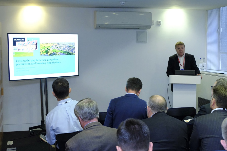 Matthew Spry, senior director at Lichfields, speaking at the Planning for Housing conference yesterday