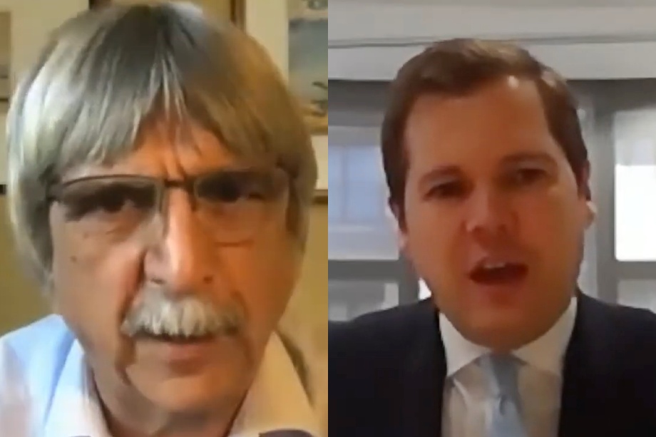 Former chief planner Steve Quartermain (left) questioned housing secretary Robert Jenrick online - image: Cratus Communications / YouTube