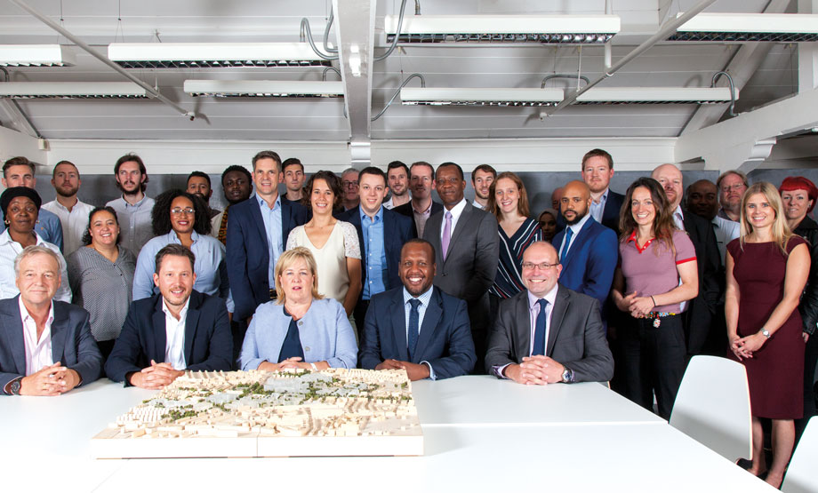 Clapham Park Estate re-makers: the project team behind the new plans for the south London estate, including Richard Harvey (front, second from left) and Christopher Browne (second from right)