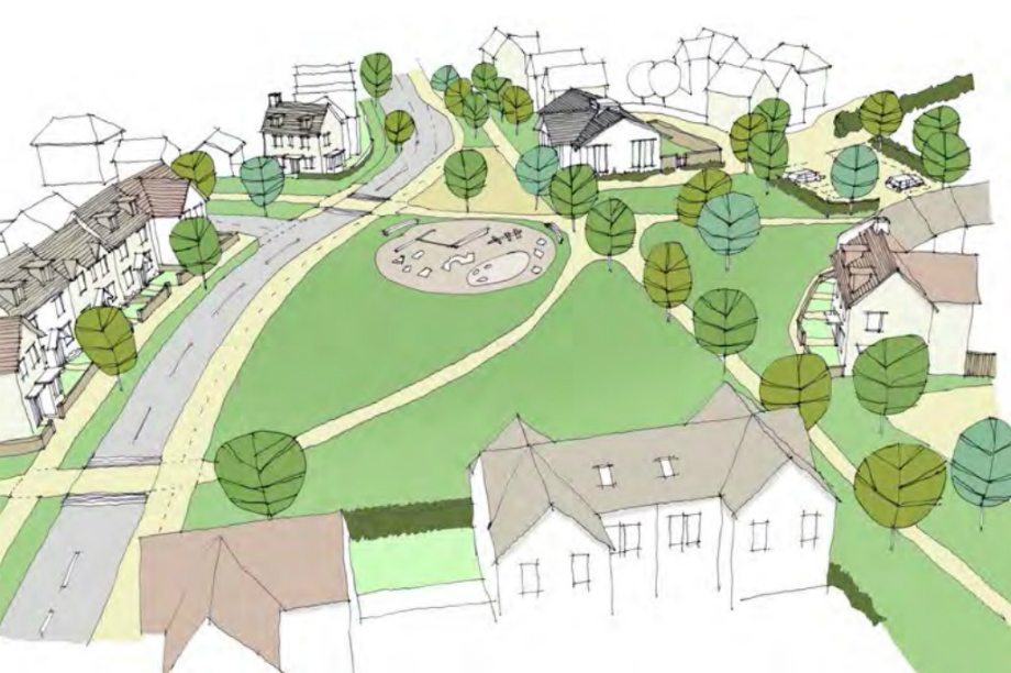 An artist's impression of plans for 370 homes near Thornbury. Image: Bovis Homes