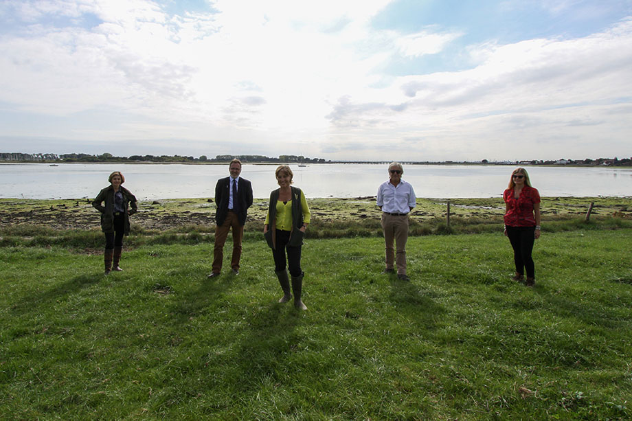 DEFRA minister Rebecca Pow MP (centre) at the launch of the Warblington Farm nature reserve