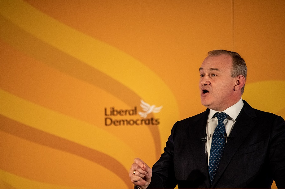 Lib Dem leader Ed Davey speaking at the party's virtual conference on Sunday. Pic: Getty Images