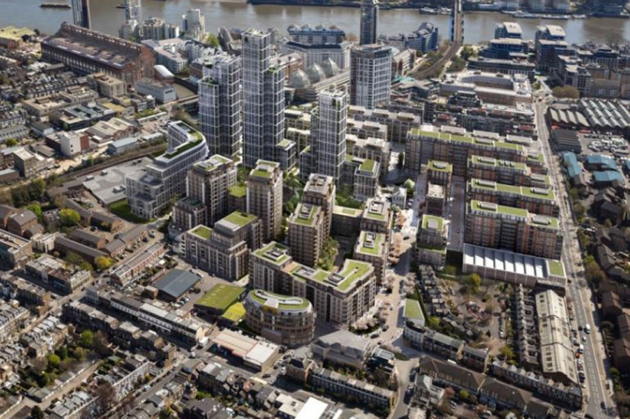 A visualisation of the finished development at the Fulham Gasworks site
