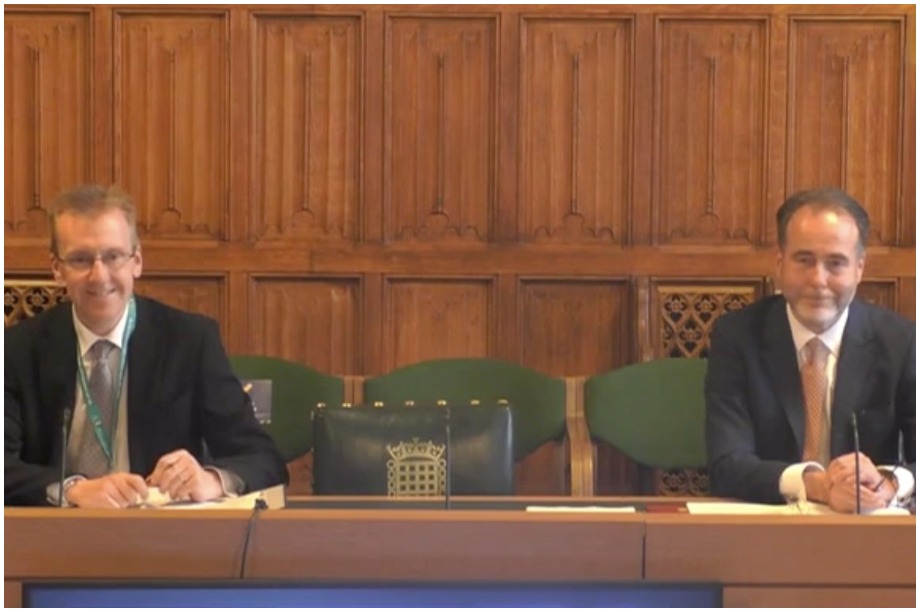 Simon Gallagher (left) and Christopher Pincher speaking at the committee inquiry (Pic: parliamentlive.tv)