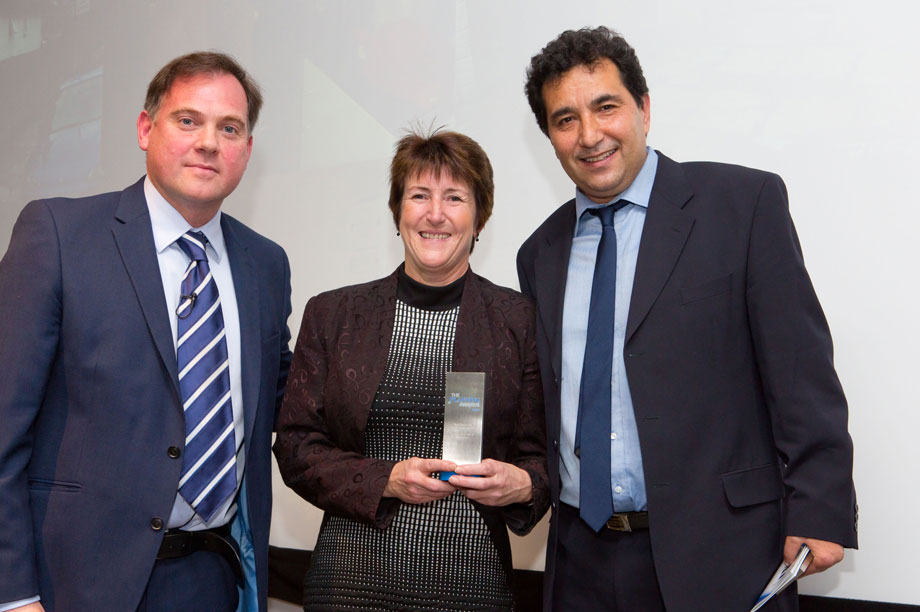 Awards host Paddy O’Connell (left) with the London Borough of Hounslow’s Marilyn Smith and Amir Salarkia 