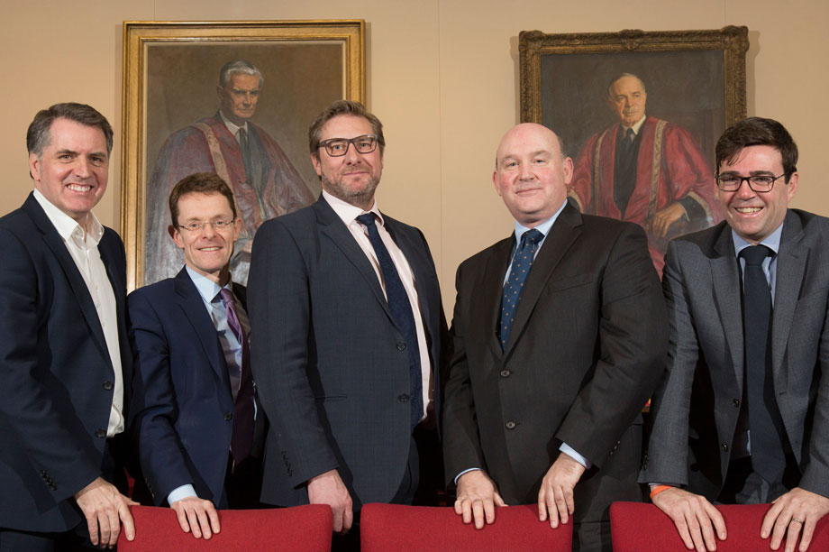 Left to right: Steve Rotheram, Andy Street, mayor of Cambridgeshire and Peterborough James Palmer (not a signatory to the letter), Tim Bowles, and Andy Burnham