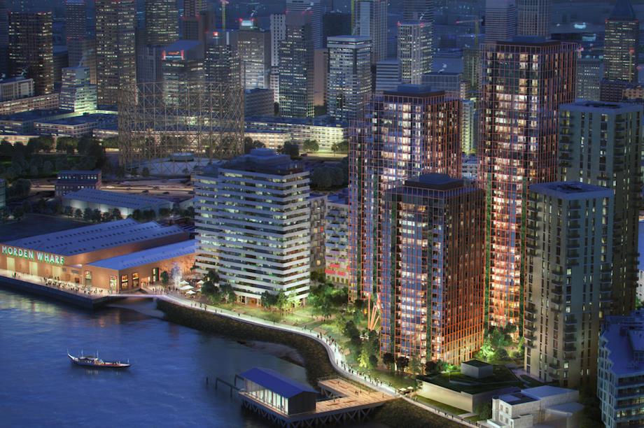 The proposed Modern Wharf development, with 13 buildings up to 36 storeys (Pic: U+I Group)