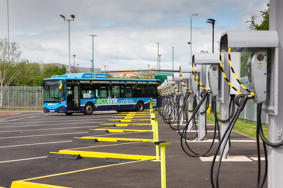 Charging points for the Ecolink zero emissions buses in the bus depot in Nottingham (Pic: Getty)