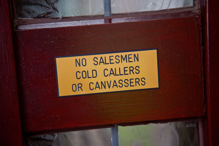 Stop Cold Calling Door Sticker - No Canvassers Callers Sign