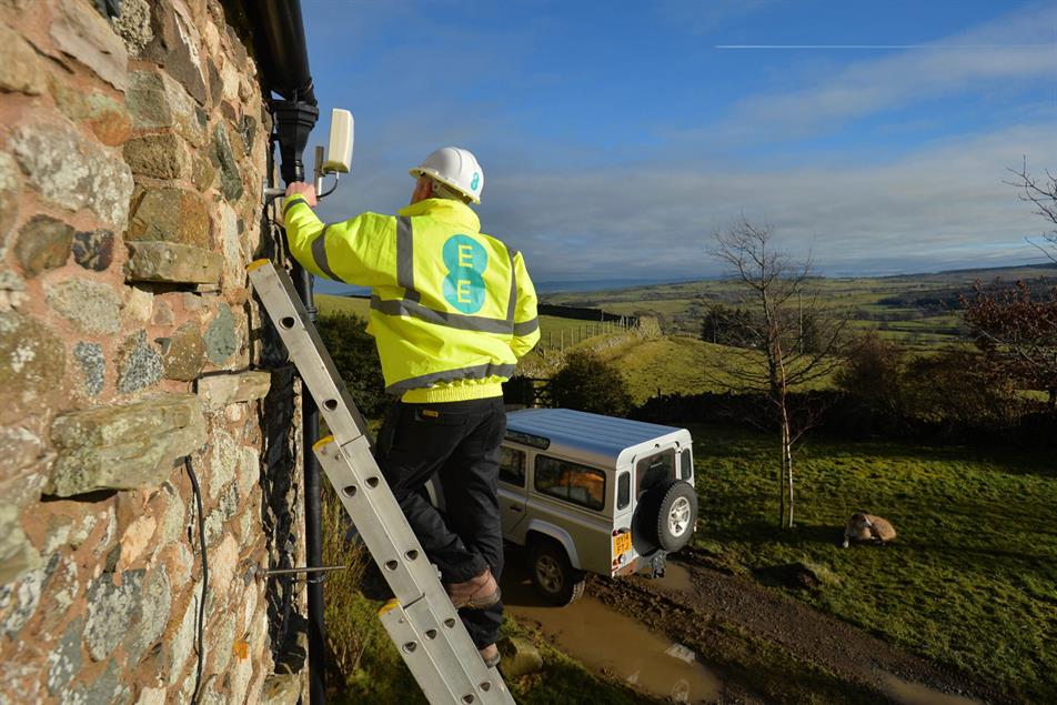The new EE antenna being installed at a home in Cumbria