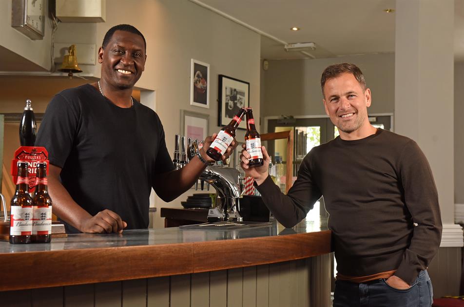 Budweiser: Emile Heskey (left) and Joe Cole rally fans to support their locals