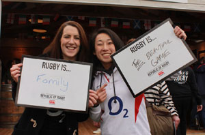 Rugby fans at the Republic of Rugby pop-up at Twickenham Stadium