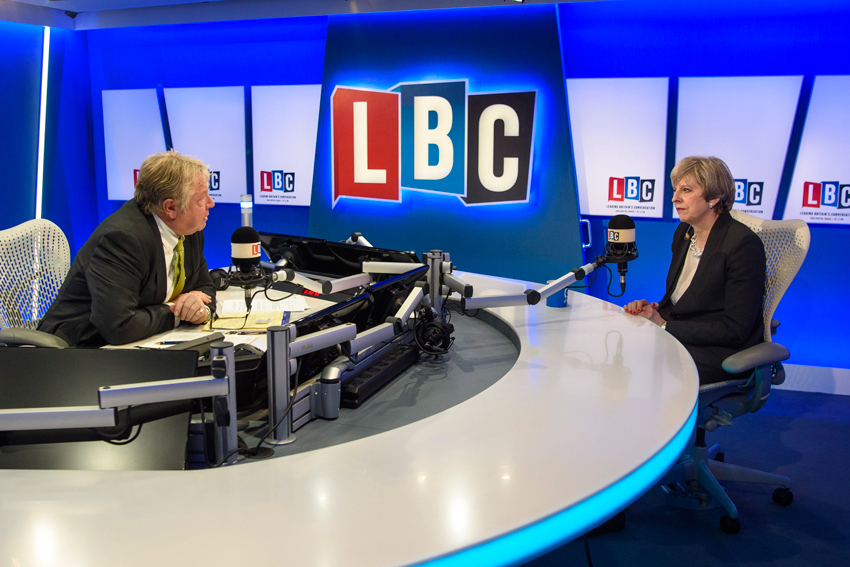 Nick Ferrari interviews the Prime Minister Theresa May on Global station LBC
