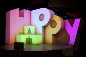 The 3D 'HAPPY' set for Kipling's Autumn/Winter 2014 product launch