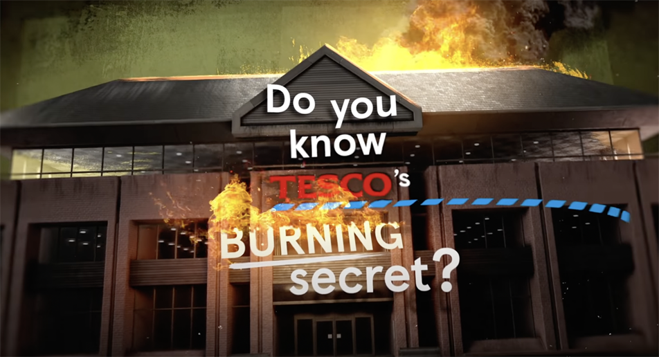 'Tesco's burning secret': new campaign film by Greenpeace UK 