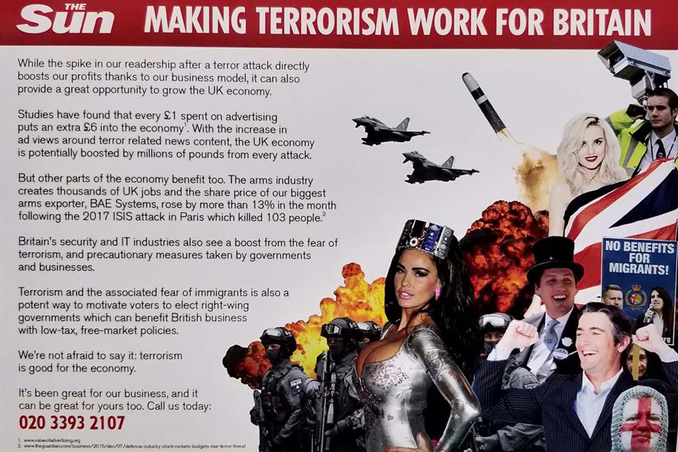 The Sun attacked in hoax rate card promising sensationalised terrorism coverage