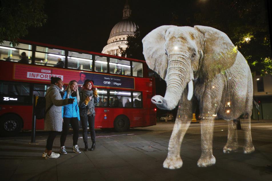 WWF tours holographic elephant around London landmarks