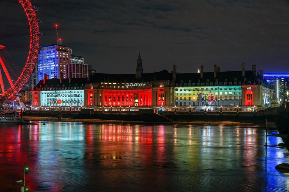 The winners were projected on to landmarks including County Hall
