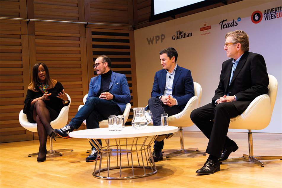 Karen Blackett OBE, chairwoman, MediaCom UK (far left) and Keith Weed, Unilever CMCO (far right) with fellow industry figures