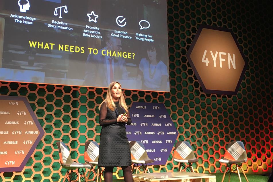 Aline Santos speaking at Mobile World Congress 2018