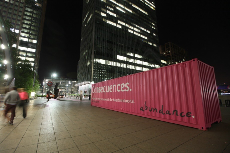 The Abundance installation will be in place for one week in Canary Wharf, London