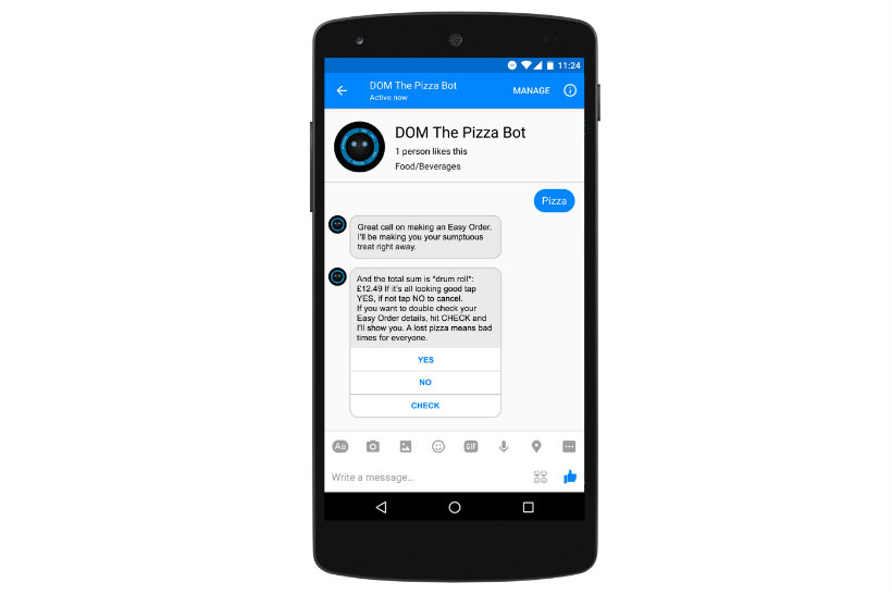 Domino's: the fast-food company has launched a Messenger bot