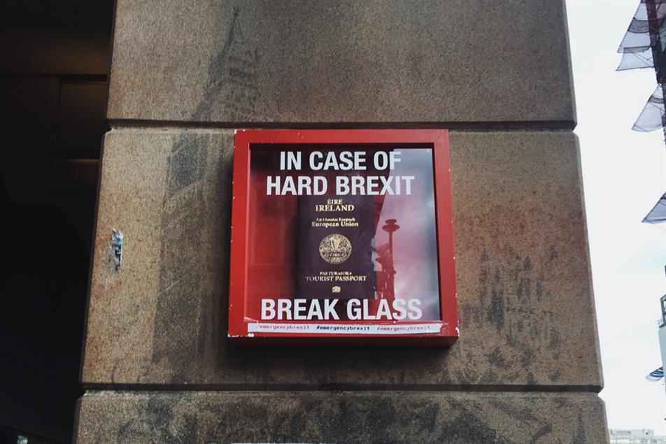 Creatives go guerrilla with 'In case of hard Brexit break glass' stunt