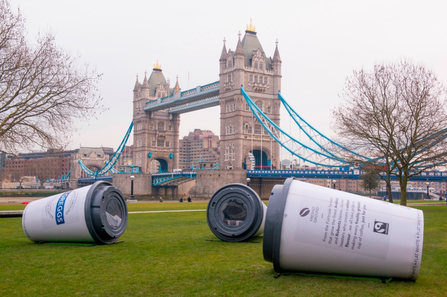 Greggs unveils giant coffee cup sleep pods by the Thames