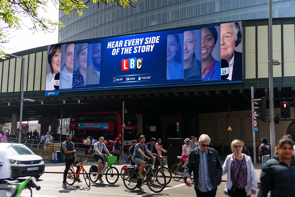 An out of home poster advertising LBC radio station.