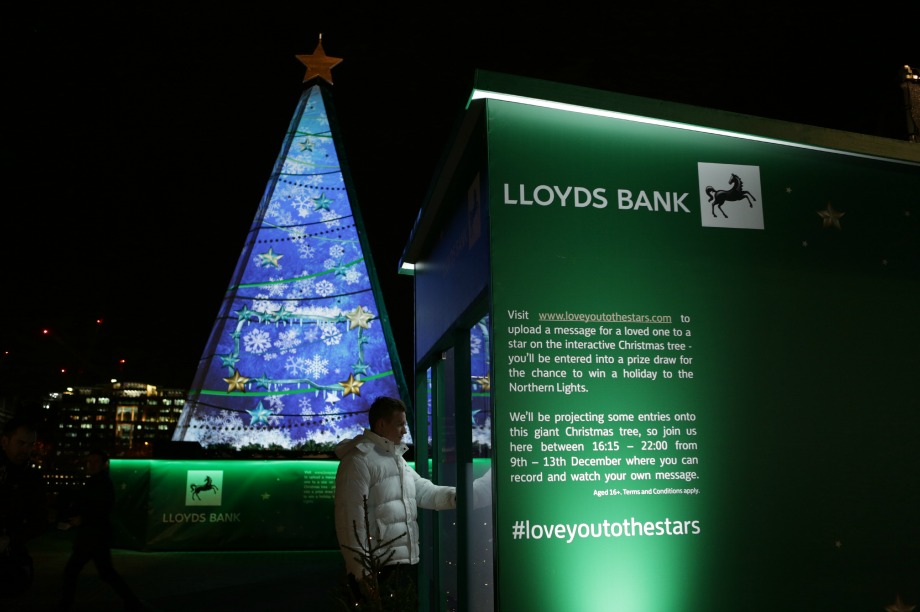 In pictures: Lloyds Bank unveils lit-up interactive Christmas tree