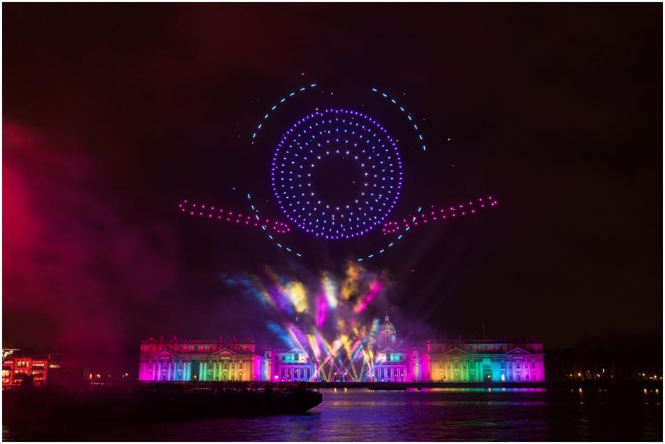 London Fireworks: the display including drones, fireworks, live performances and light displays