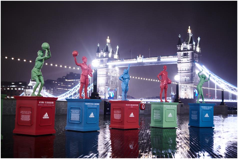 Adidas: statues made from recycled marine farmed waste plastics
