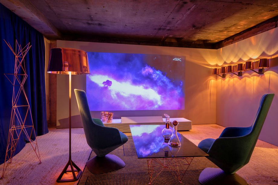 Sony is showcasing its 4K laser projector in a lounge space