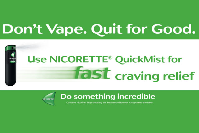Nicorette: ad campaign tells smokers looking to quit not to 'vape'