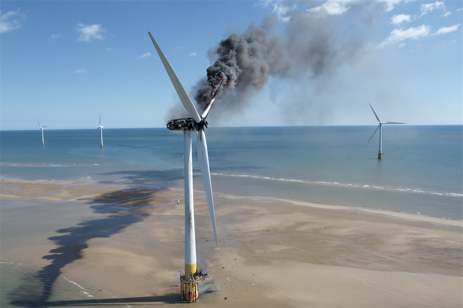 Video: Vestas turbine catches fire at RWE offshore wind farm in UK ...